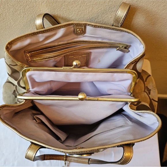 Coach Signature Striped Carryall Tote Bag - Picture 7 of 9